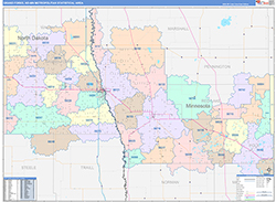 Grand Forks Metro Area Wall Map Color Cast Style 2026